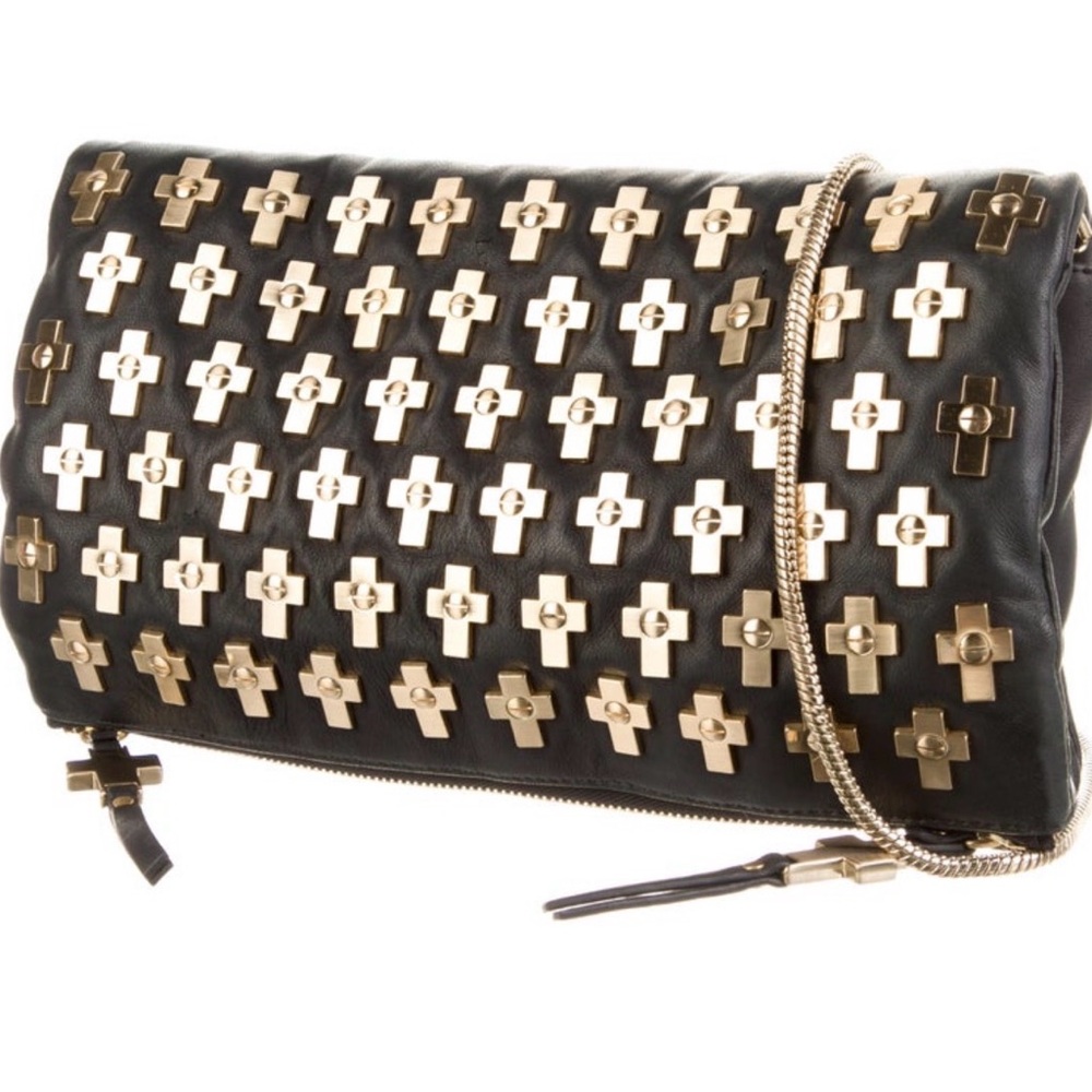 Thomas Wylde Elegant Black and Gold Crossbody Cross Bag Rare! - Picture 2 of 10